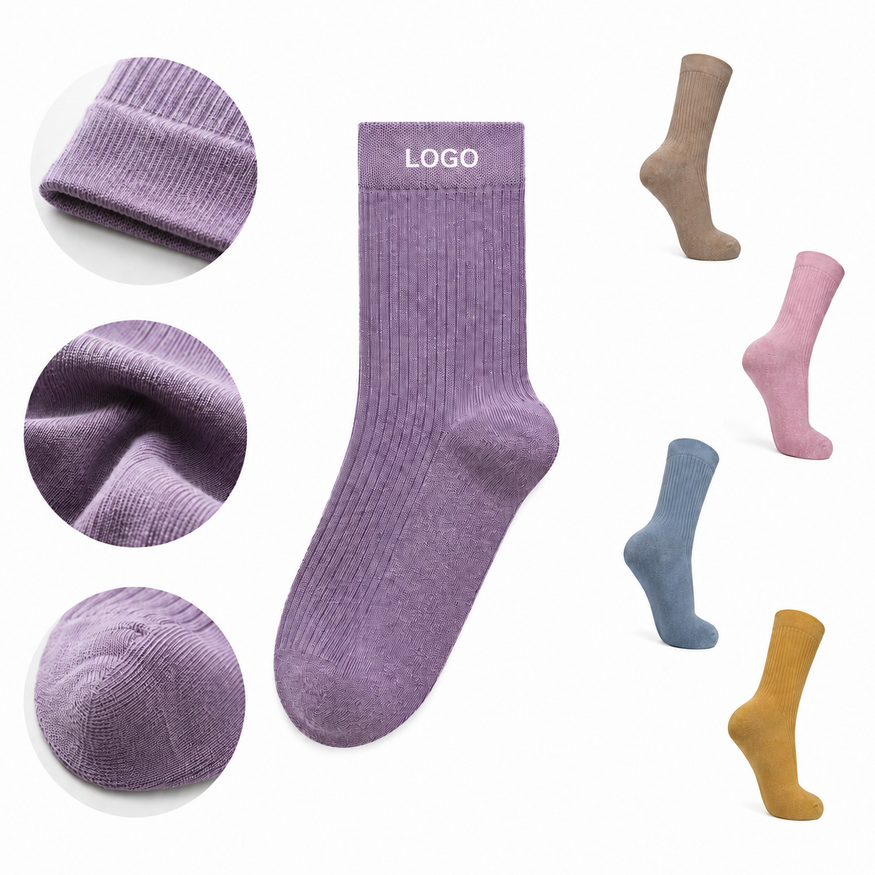 Premium Ribbed Cotton Crew Socks for Daily Comfort
