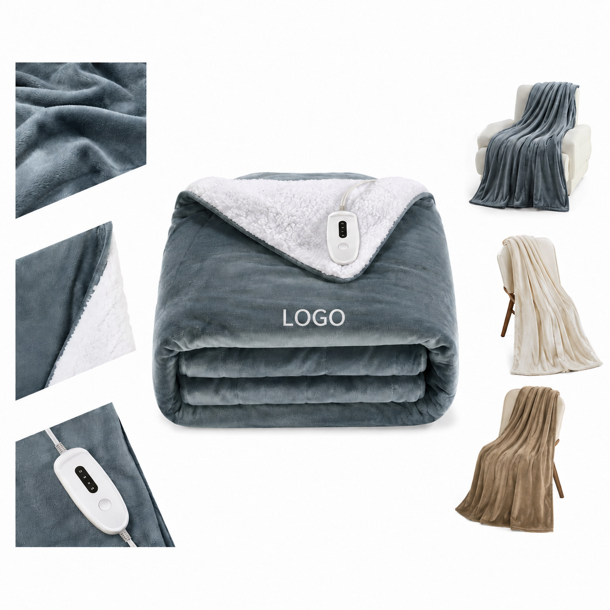 Dual-Layer Flannel Warming Wrap with Integrated Thermal Controller