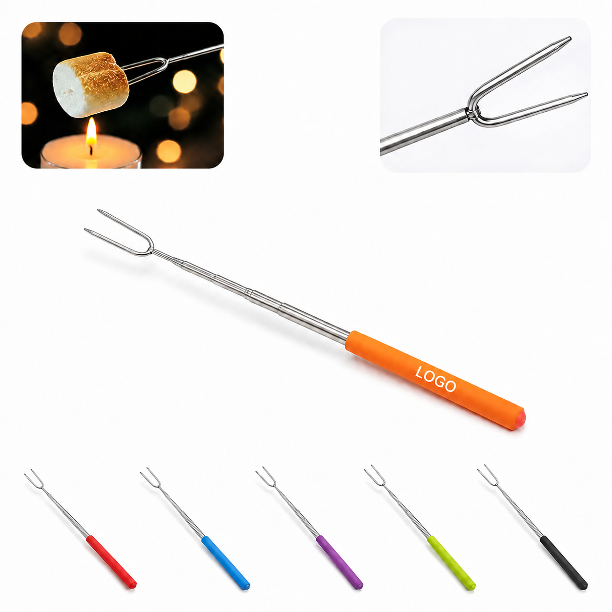 Extendable Stainless Steel Roasting Tool for BBQ and Camping
