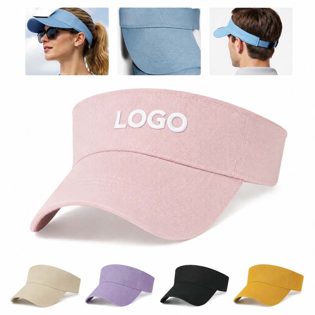 Classic Cotton Twill Sun Visor with Adjustable Strap