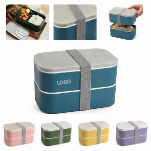 Two-Layer Stackable Lunch Container with Integrated Utensils